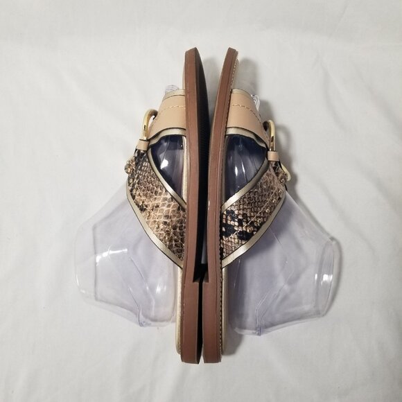 River Island Womens US 9 Slip On Snake Print Gold Chain Ring Embellished Sandal - Picture 12 of 15